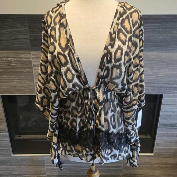 Rampage Sheer Animal Print Kimono Top – Size XL – NWT - Picture 1 of 5